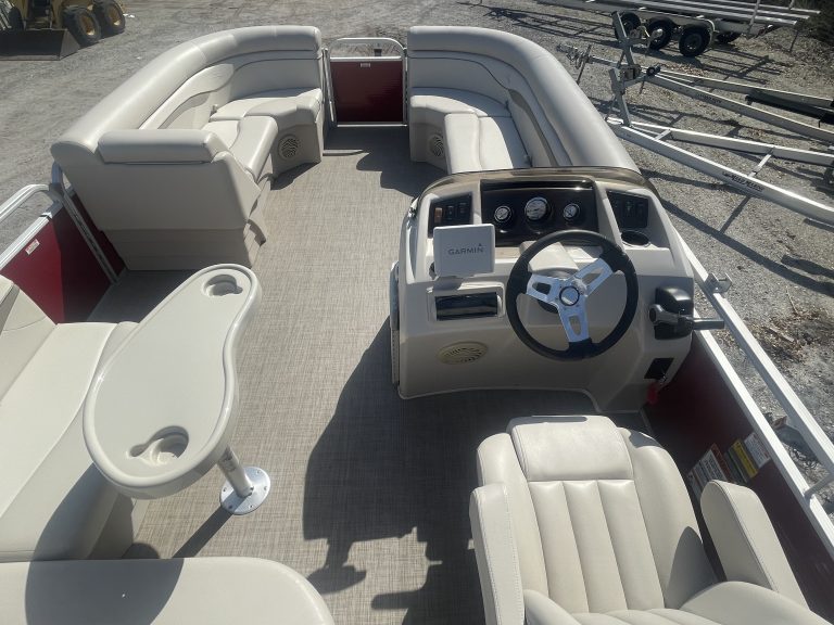 upholstered seating benches in l shape on pontoon boat